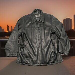 Wilsons Pelle Studio Black Leather Jacket Men's XL Full Zip Black Soft MUST SEE!